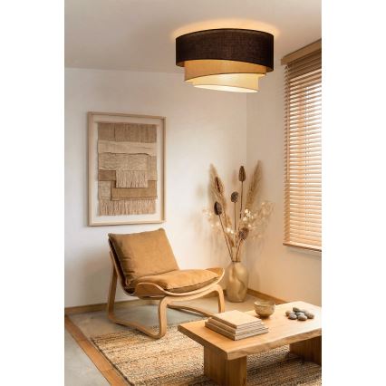Brilagi - Candeeiro de tecto TRIO 3xE27/60W/230V diâmetro 60 cm castanho/bege/branco