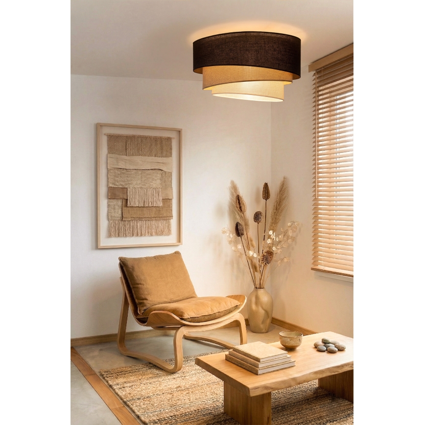 Brilagi - Candeeiro de tecto TRIO 3xE27/60W/230V diâmetro 60 cm castanho/bege/branco
