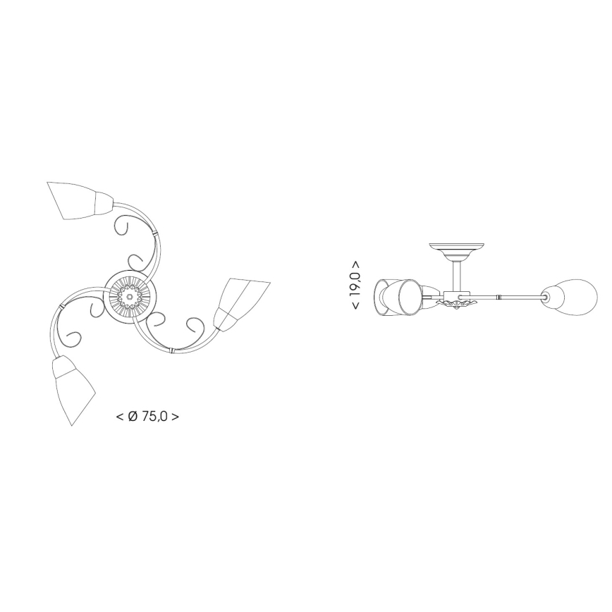 BRILAGI - Candeeiro de tecto VINE 3xE27/40W/230V Ø 75 cm pátina/latão