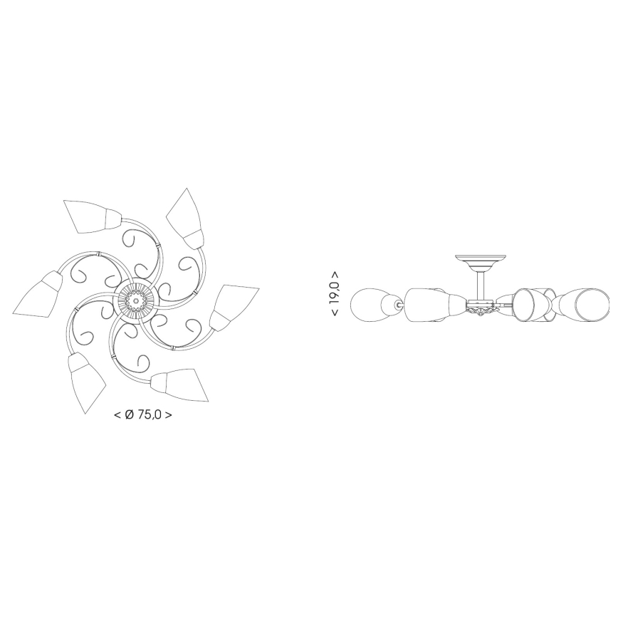 BRILAGI - Candeeiro de tecto VINE 6xE27/40W/230V Ø 75 cm pátina/latão