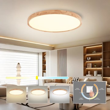 Brilagi - Candeeiro de tecto WOODROUND LED/40W/230V 3000/4000/6000K Ø 60 cm madeira IRC 90