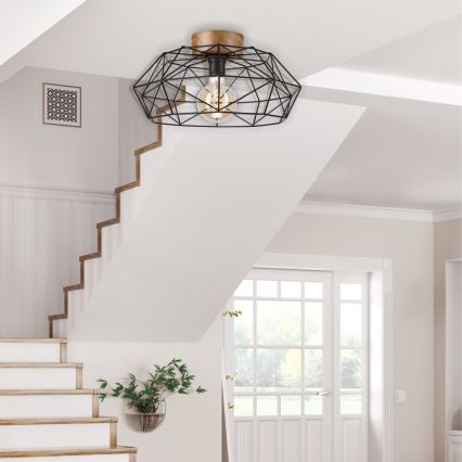 Brilagi - Candeeiro de tecto WOODY BASKET 1xE27/60W/230V Ø 40 cm carvalho nogueira