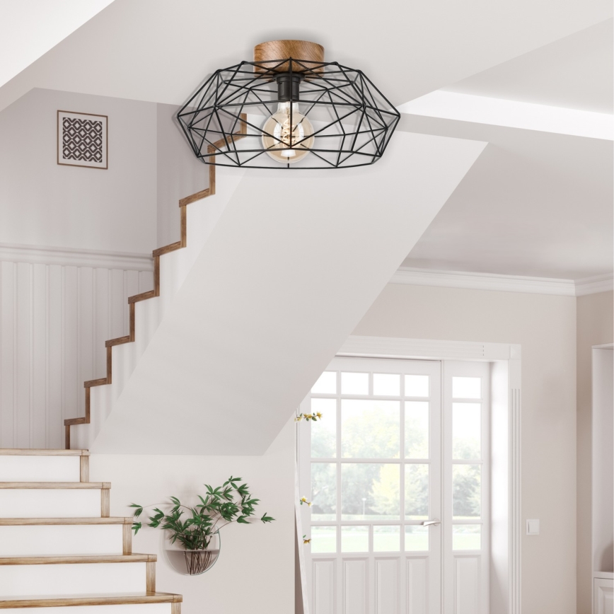 Brilagi - Candeeiro de tecto WOODY BASKET 1xE27/60W/230V Ø 40 cm carvalho nogueira