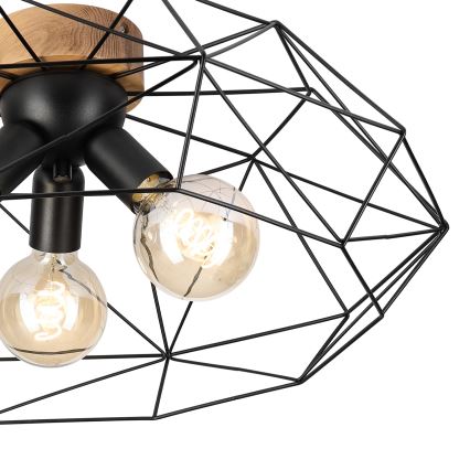 Brilagi - Candeeiro de tecto WOODY BASKET 3xE27/60W/230V, diâmetro 60 cm, carvalho