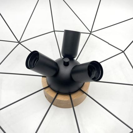 Brilagi - Candeeiro de tecto WOODY BASKET 3xE27/60W/230V, diâmetro 60 cm, carvalho