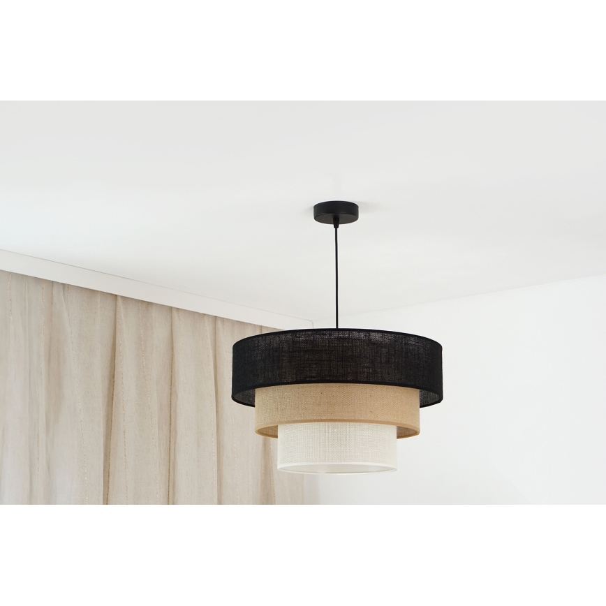 Brilagi - Candeeiro de teto suspenso ASPEN LUNETA 1xE27/15W/230V diâmetro 45 cm preto/bege/crème