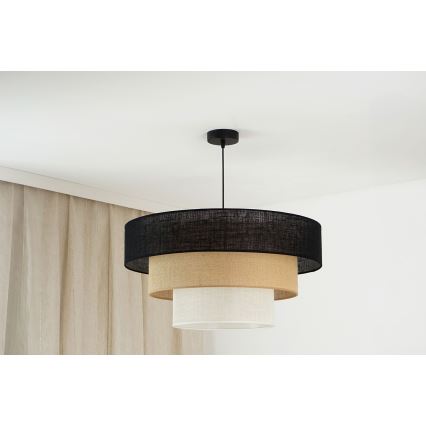 Brilagi - Candeeiro de teto suspenso ASPEN LUNETA 1xE27/15W/230V diâmetro 60 cm preto/bege/crème