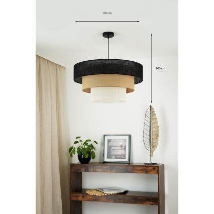 Brilagi - Candeeiro de teto suspenso ASPEN LUNETA 1xE27/15W/230V diâmetro 60 cm preto/bege/crème