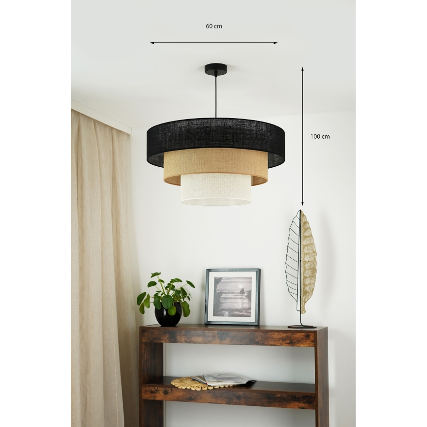 Brilagi - Candeeiro de teto suspenso ASPEN LUNETA 1xE27/15W/230V diâmetro 60 cm preto/bege/crème