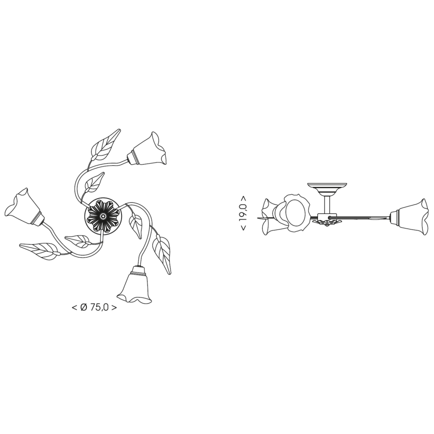 BRILAGI - Candeeiro de teto BLOSSOM 3xE27/40W/230V Ø 75 cm pátina/latão