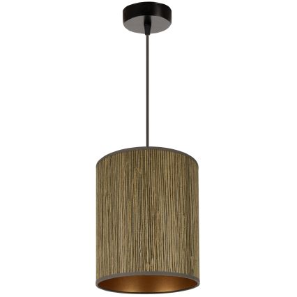 Brilagi - Candeeiro suspenso com cabo BOSTON ROLLER 1xE27/15W/230V diâmetro 21 cm palha castanho/dourado