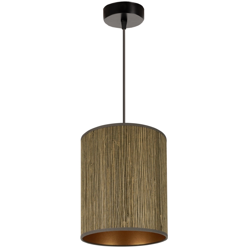 Brilagi - Candeeiro suspenso com cabo BOSTON ROLLER 1xE27/15W/230V diâmetro 21 cm palha castanho/dourado