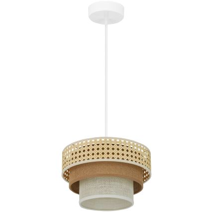 Brilagi - Candeeiro de teto com cabo CEDAR LUNETA 1xE27/15W/230V diâmetro 25 cm rattan/marrom/crème