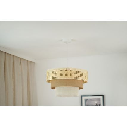 Brilagi - Candeeiro de teto suspenso CEDAR LUNETA 1xE27/15W/230V diâmetro 45 cm rattan/marrom/cru