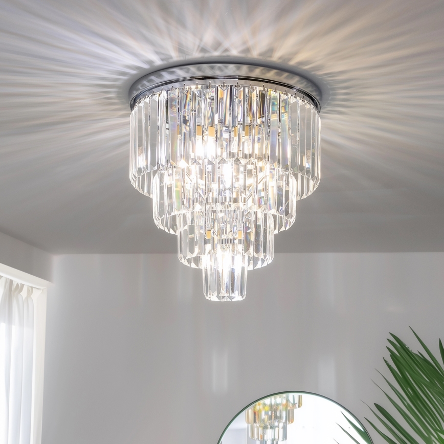 Brilagi - Candeeiro de teto de cristal LED MOZART 5xE14/40W/230V Ø 40 cm cromado brilhante