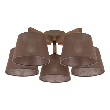 Brilagi - Candeeiro de teto de montagem aparente LATTE SABIA 5xE27/15W/230V, pinho/castanho