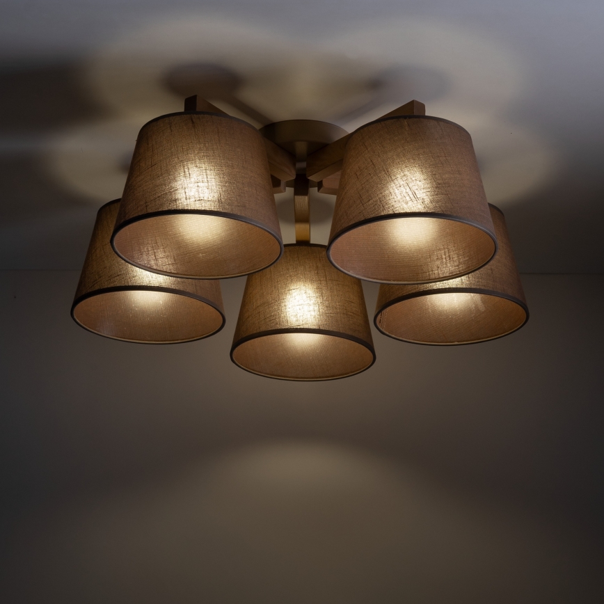 Brilagi - Candeeiro de teto de montagem aparente LATTE SABIA 5xE27/15W/230V, pinho/castanho