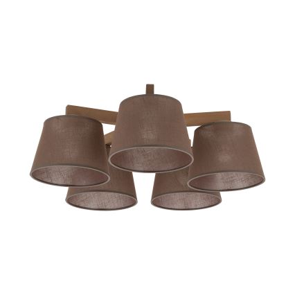 Brilagi - Candeeiro de teto de montagem aparente LATTE SABIA 5xE27/15W/230V, pinho/castanho