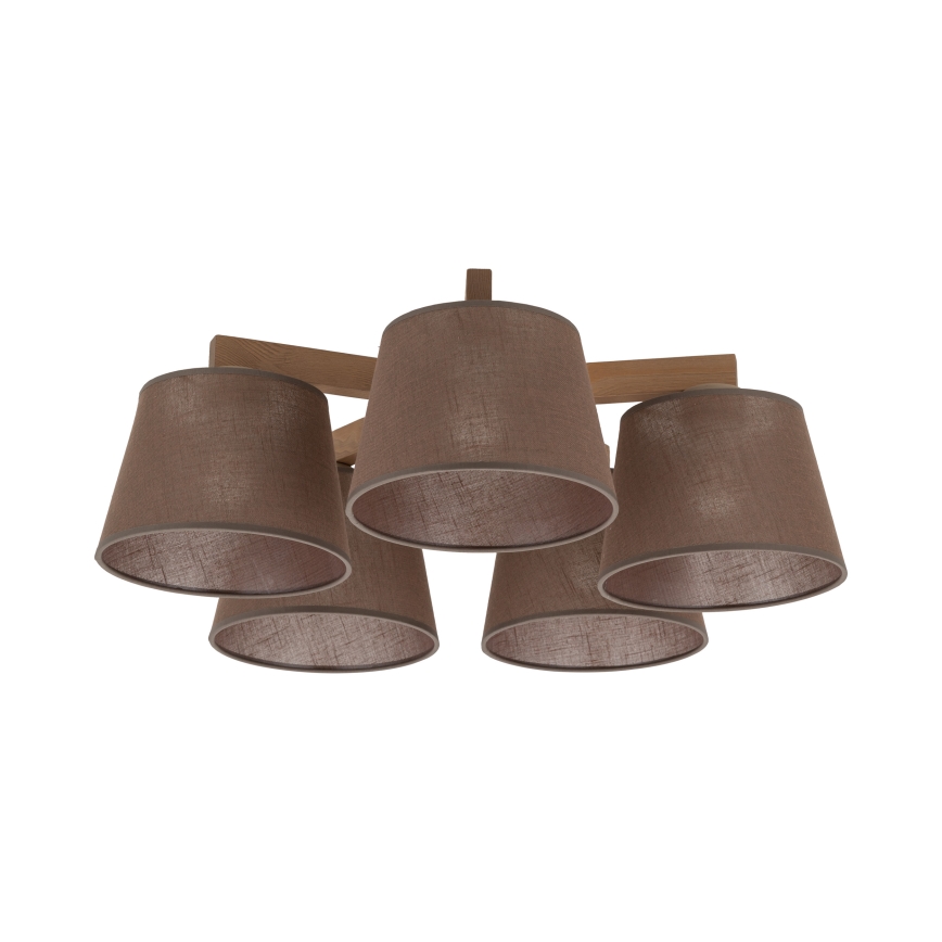 Brilagi - Candeeiro de teto de montagem aparente LATTE SABIA 5xE27/15W/230V, pinho/castanho