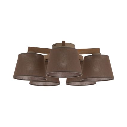 Brilagi - Candeeiro de teto de montagem aparente LATTE SABIA 5xE27/15W/230V, pinho/castanho