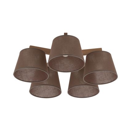 Brilagi - Candeeiro de teto de montagem aparente LATTE SABIA 5xE27/15W/230V, pinho/castanho