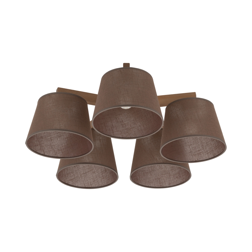 Brilagi - Candeeiro de teto de montagem aparente LATTE SABIA 5xE27/15W/230V, pinho/castanho