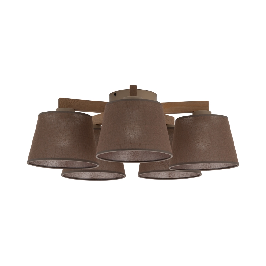 Brilagi - Candeeiro de teto de montagem aparente LATTE SABIA 5xE27/60W/230V, pinho/castanho