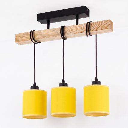 BRILAGI - Candeeiro de teto de montagem superficial NUBILA 3xE27/60W/230V pinho/amarelo