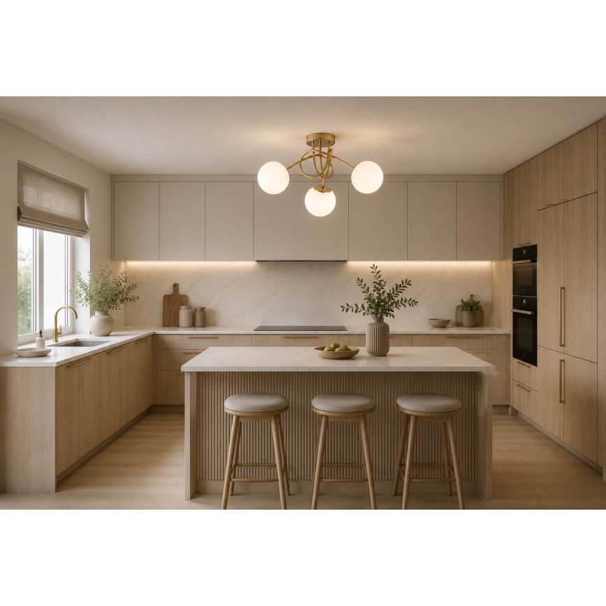 Brilagi - Candeeiro de teto de superfície MILO 3xE27/60W/230V dourado