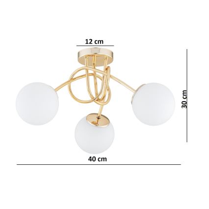 Brilagi - Candeeiro de teto de superfície MILO 3xE27/60W/230V dourado