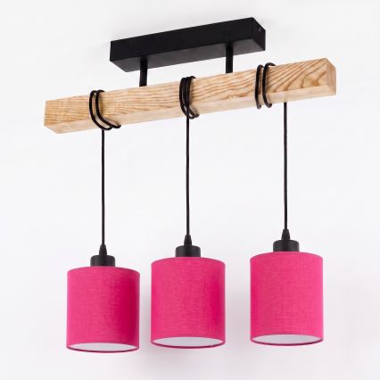 Brilagi - Candeeiro de teto de superfície NUBILA 3xE27/60W/230V pinho/rosa
