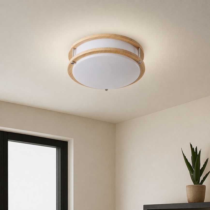 Brilagi - Candeeiro de teto ELARO 2xE27/40W/230V Ø 26 cm, acabamento em madeira
