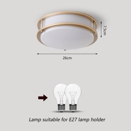 Brilagi - Candeeiro de teto ELARO 2xE27/40W/230V Ø 26 cm dourado