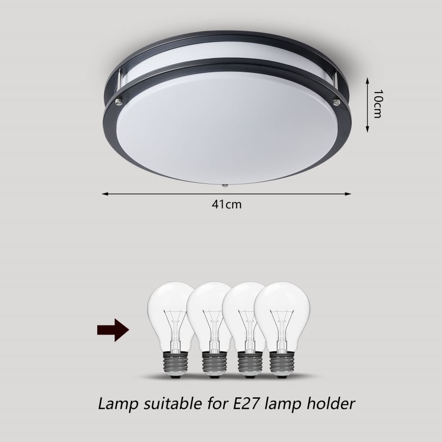 Brilagi - Candeeiro de teto ELARO 4xE27/40W/230V Ø 41 cm preto