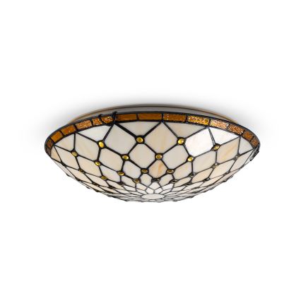 Brilagi - Candeeiro de teto em vitral Tiffany Marfim 2xE27/60W/230V Ø 40 cm