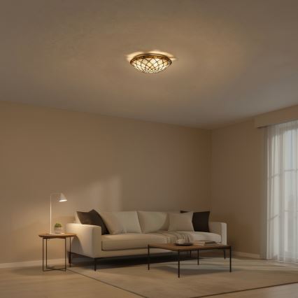 Brilagi - Candeeiro de teto em vitral Tiffany Marfim 2xE27/60W/230V Ø 40 cm