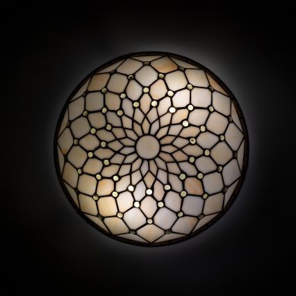 Brilagi - Candeeiro de teto em vitral Tiffany Marfim 2xE27/60W/230V Ø 40 cm
