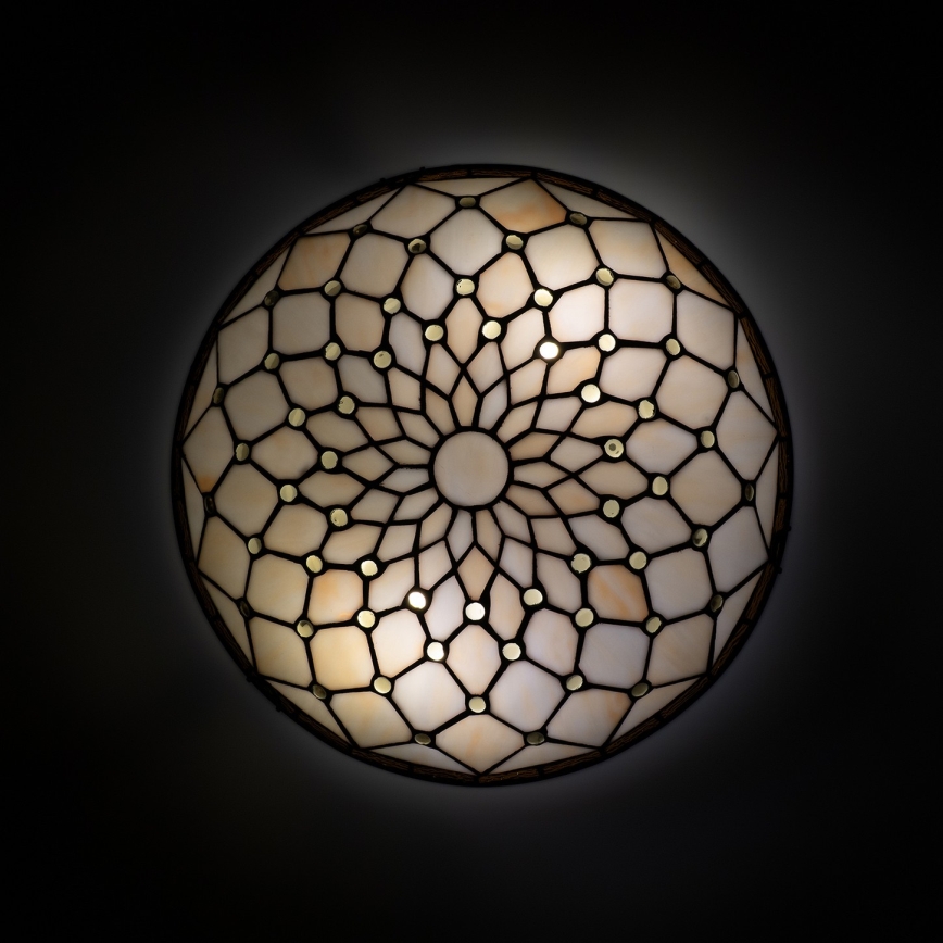 Brilagi - Candeeiro de teto em vitral Tiffany Marfim 2xE27/60W/230V Ø 40 cm
