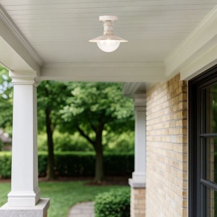 Brilagi - Candeeiro de teto exterior MOLDE 1xE27/60W IP44 branco/pátina