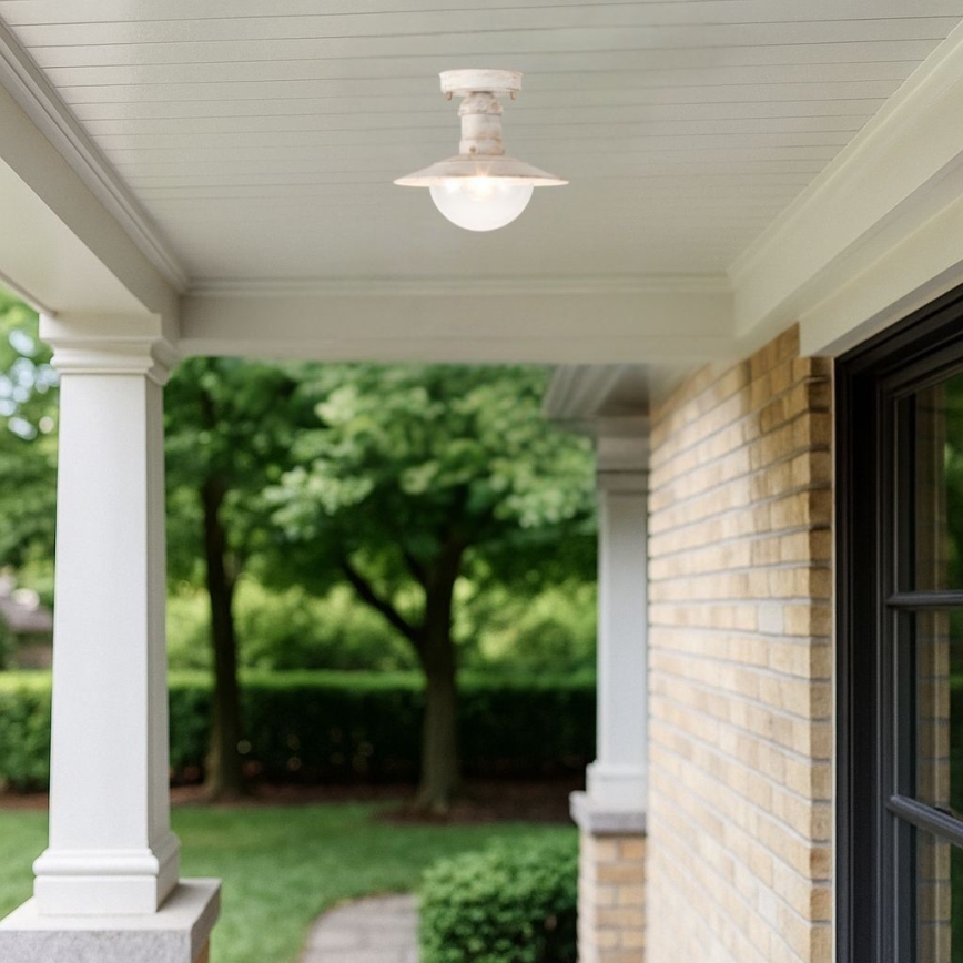 Brilagi - Candeeiro de teto exterior MOLDE 1xE27/60W IP44 branco/pátina