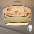 Brilagi - Candeeiro de teto infantil LED sobreposto BOBO 1xE27/10W/230V Ø 40 cm branco/verde/motivos de animais