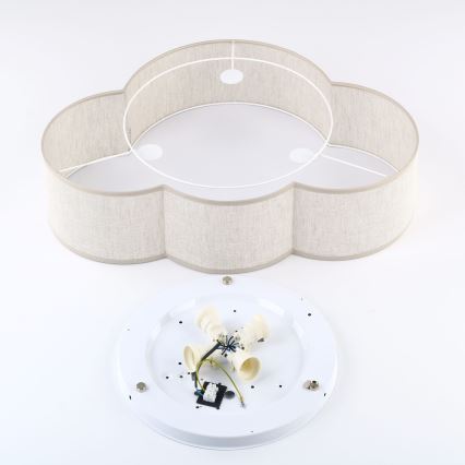 Brilagi - Candeeiro de teto infantil NIMBUS 4xE27/15W/230V 46x63 cm bege