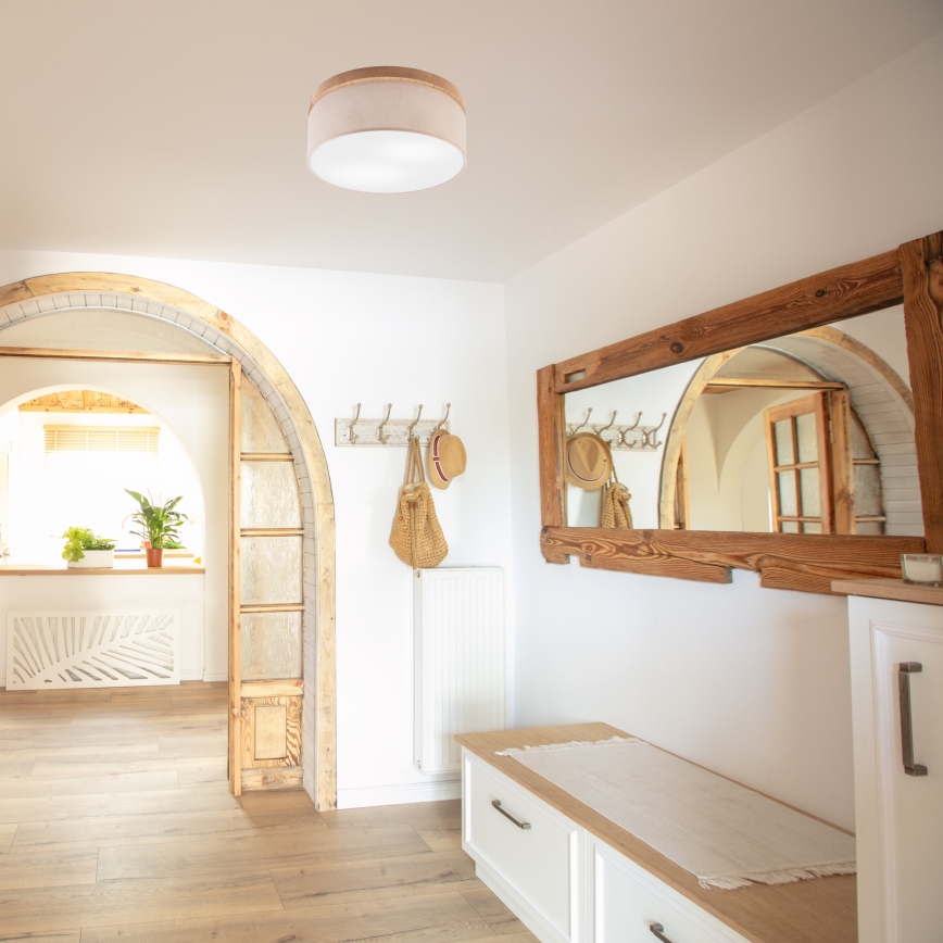 Brilagi - Luminária de Teto LED BELLADONNA 2xE27/15W/230V diâmetro 40 cm bege/carvalho