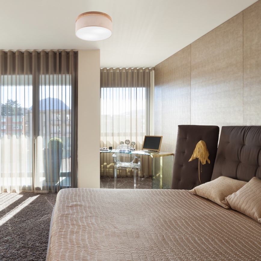 Brilagi - Luminária de Teto LED BELLADONNA 2xE27/15W/230V diâmetro 40 cm bege/carvalho