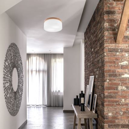 Brilagi - Luminária de Teto LED BELLADONNA 2xE27/15W/230V diâmetro 40 cm branco/carvalho