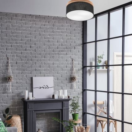 Brilagi - Luminária de Teto LED BELLADONNA 2xE27/15W/230V diâmetro 40 cm preto/carvalho