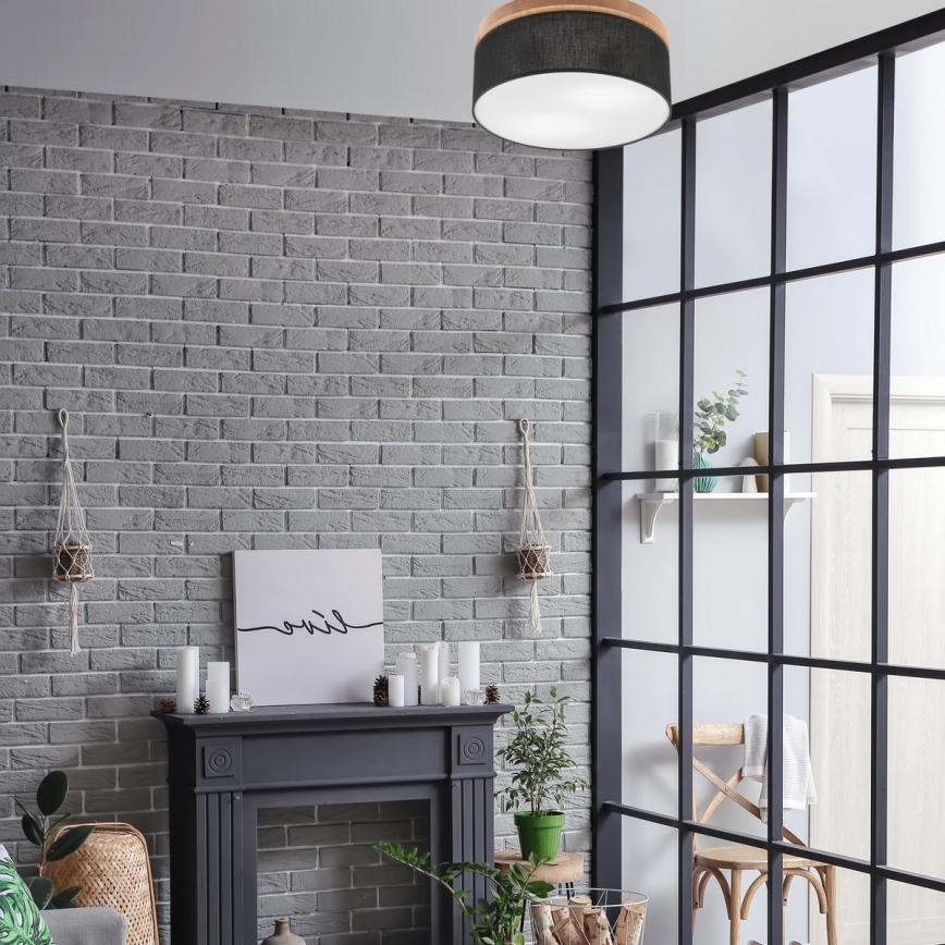 Brilagi - Luminária de Teto LED BELLADONNA 2xE27/15W/230V diâmetro 40 cm preto/carvalho