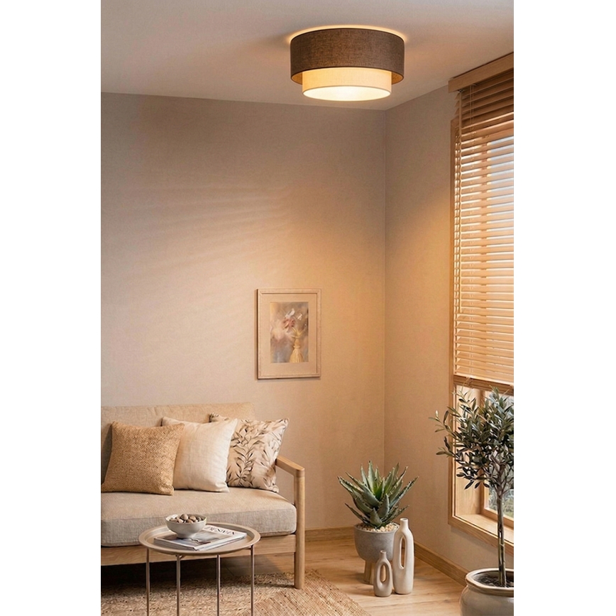 Brilagi - Candeeiro de Teto LED BOHO ECO 1xE27/10W/230V Ø 40 cm castanho/creme
