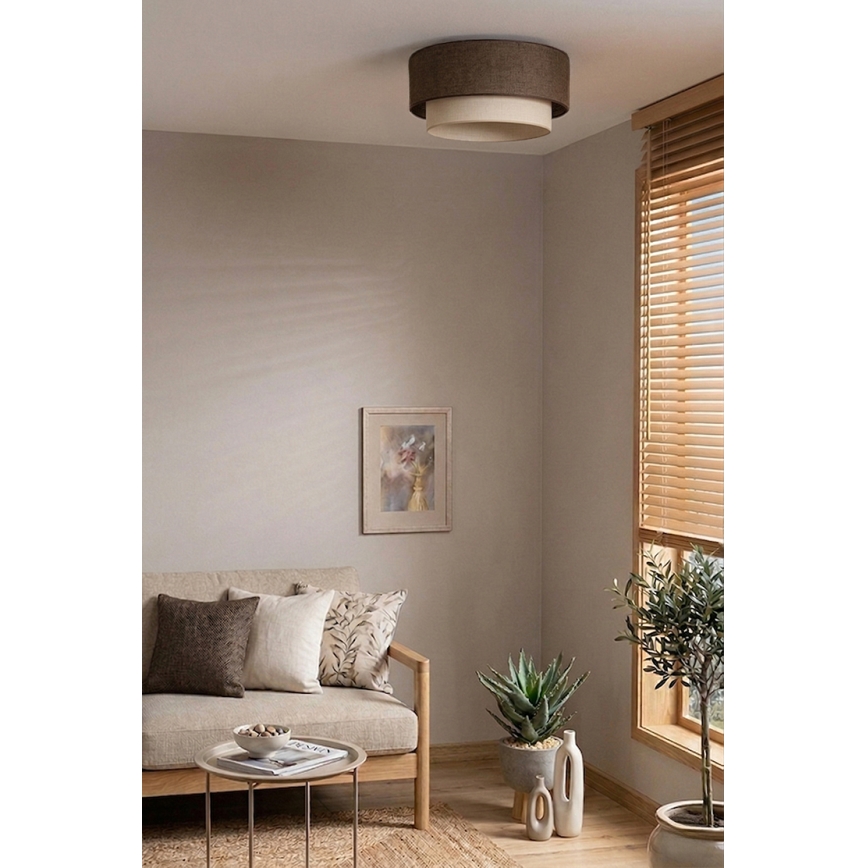 Brilagi - Candeeiro de Teto LED BOHO ECO 1xE27/10W/230V Ø 40 cm castanho/creme