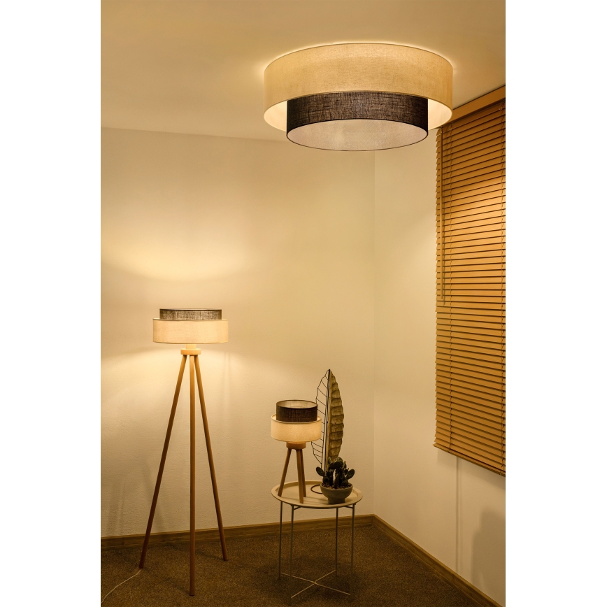 Brilagi - Candeeiro de Teto LED BOHO STYLE 3xE27/15W/230V Ø 80 cm creme/castanho